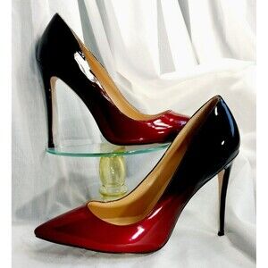 Vocosi Women's Shoes Pointed Toe Patent Leather Ombre Red Black Stilettos 12M